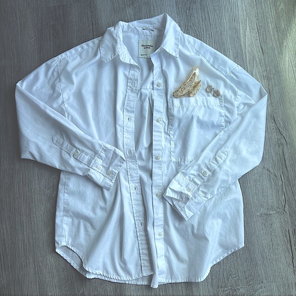 Abercrombie Oversized White Button Down Shirt Wonens Size Small - Picture 1 of 6